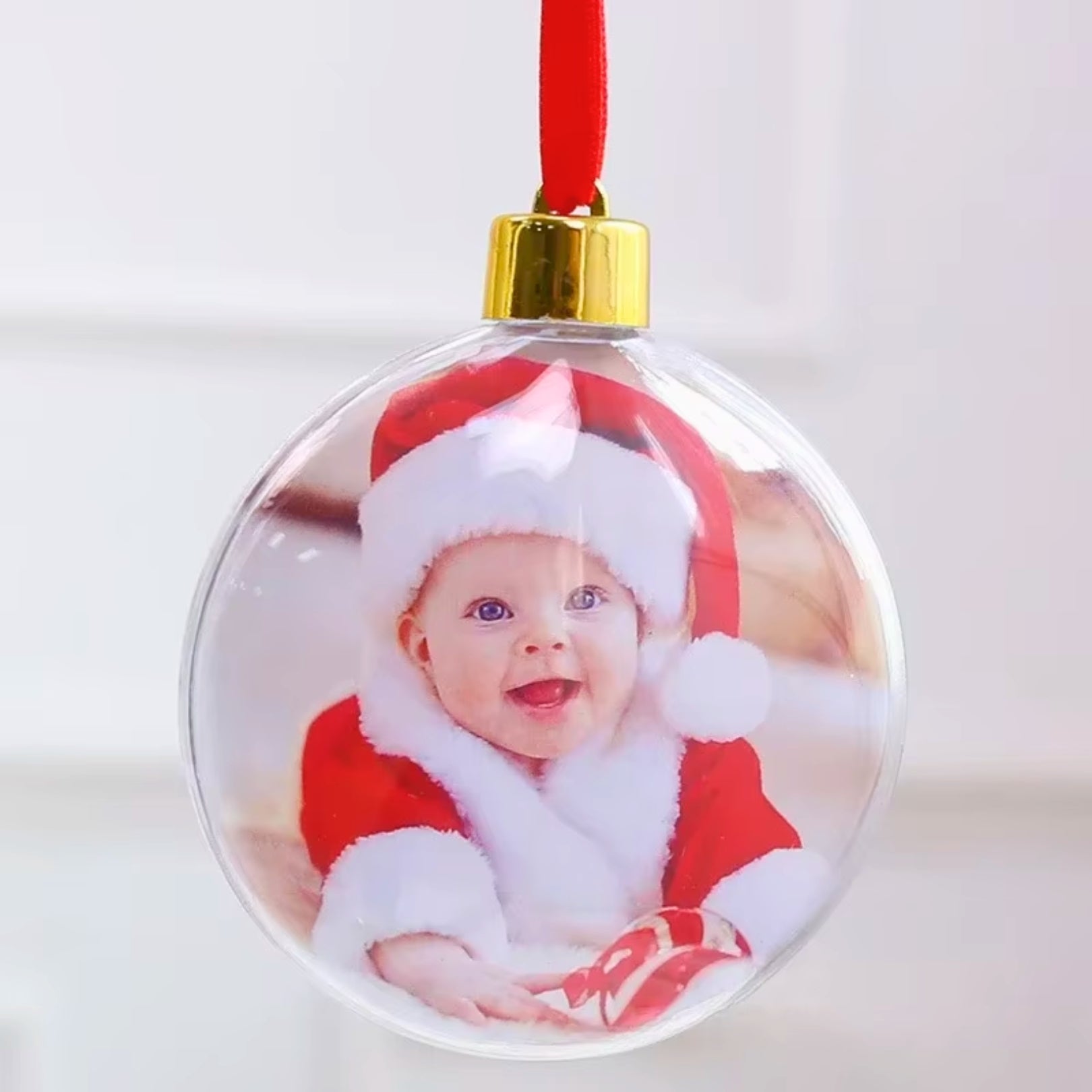 Personalized Christmas Transparent Photo Memory Ornament - Hidden Forever