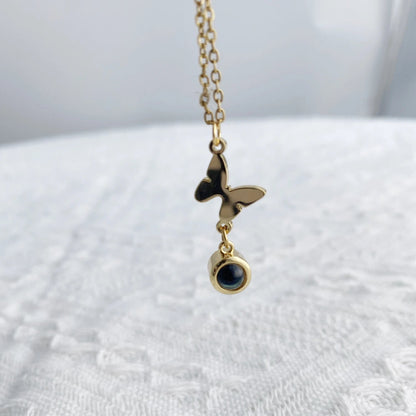 Projection Photo Necklace With Butterfly Personalized Picture Inside Pendant Minimalist Memorial Jewelry Trendy Christmas Gift - Hidden Forever