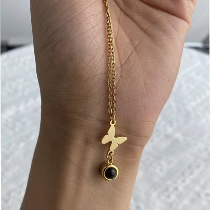 Projection Photo Necklace With Butterfly Personalized Picture Inside Pendant Minimalist Memorial Jewelry Trendy Christmas Gift - Hidden Forever