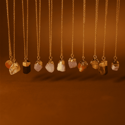 Raw Cut Lucky Charm Gemstone Necklace - Hidden Forever
