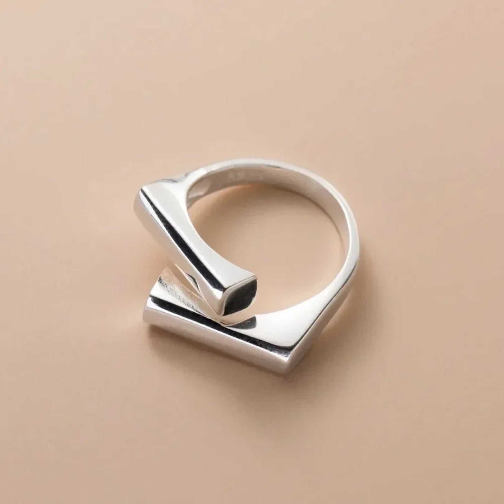 Sleek Square Open Ring - Hidden Forever