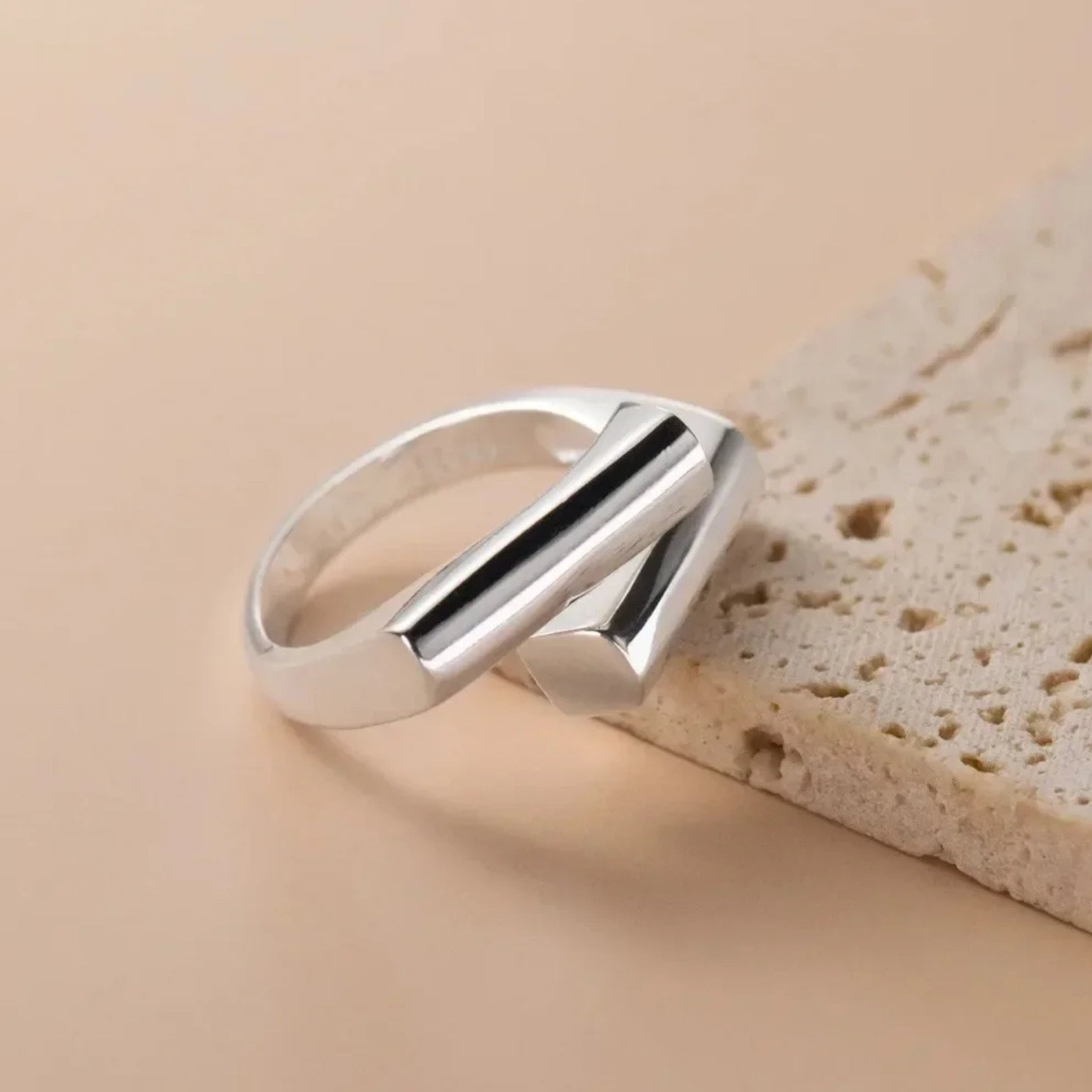 Sleek Square Open Ring - Hidden Forever