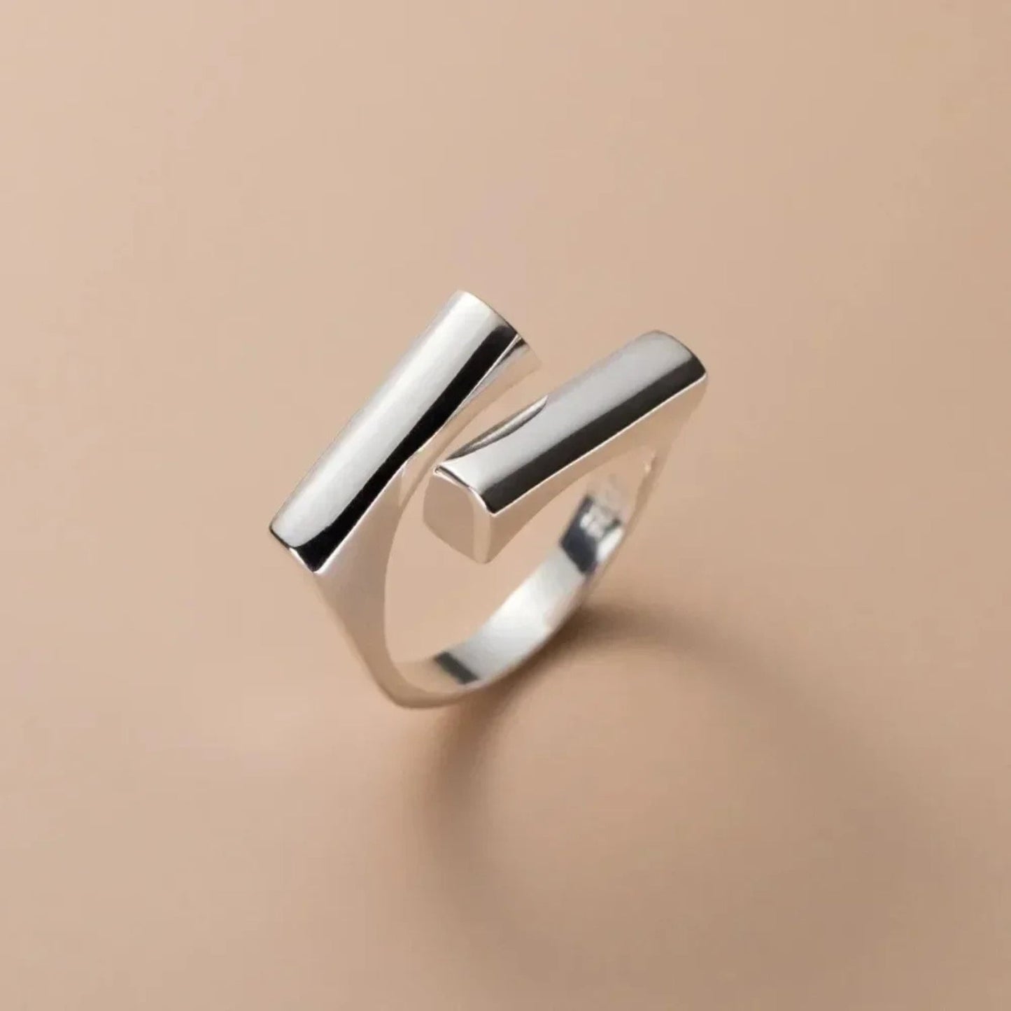 Sleek Square Open Ring - Hidden Forever