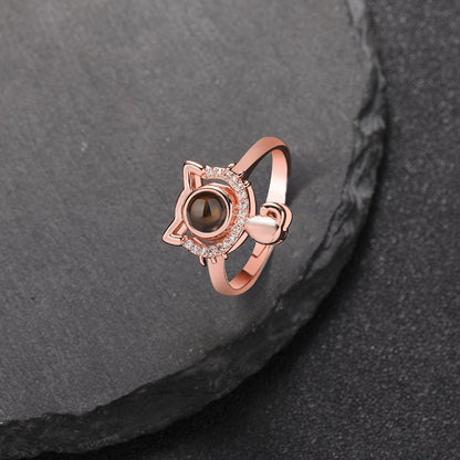 Sparkling Kitty Hidden Photo Ring - Hidden Forever