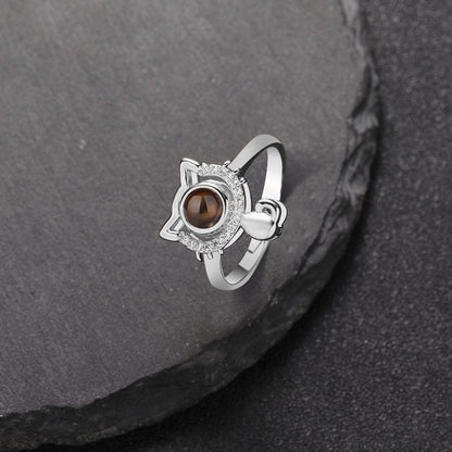 Sparkling Kitty Hidden Photo Ring - Hidden Forever