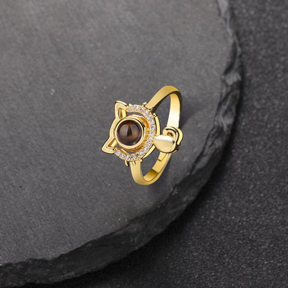 Sparkling Kitty Hidden Photo Ring - Hidden Forever