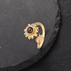 Sunlit Blossom Hidden Photo Ring - Hidden Forever