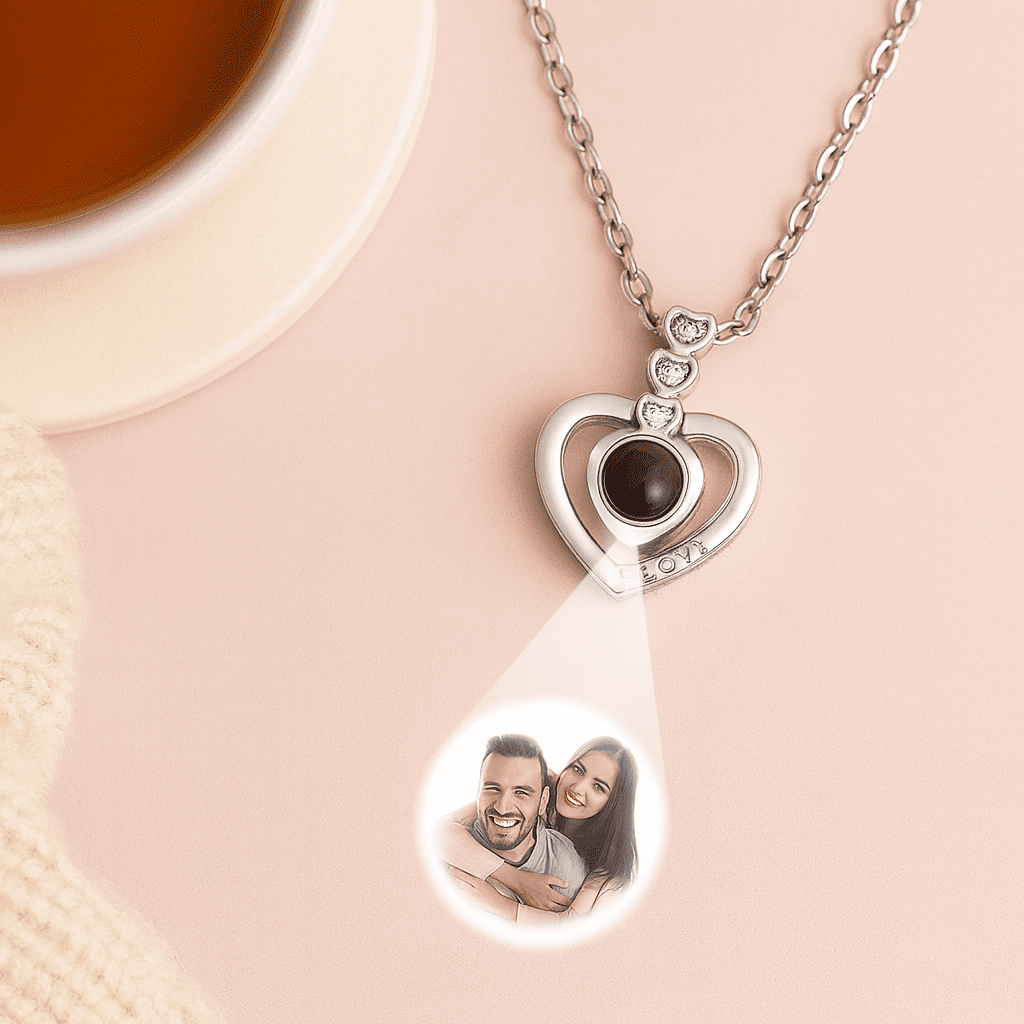 Triple Hearts Custom Projection Photo Necklace | Upload Your Hidden Photo - Hidden Forever