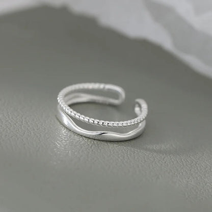 Wavy & Twist Dual - Line Dainty Ring - Hidden Forever