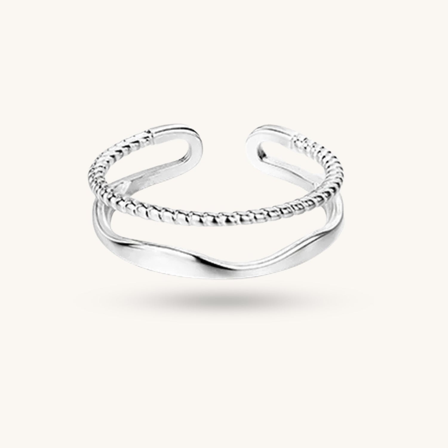 Wavy & Twist Dual - Line Dainty Ring - Hidden Forever