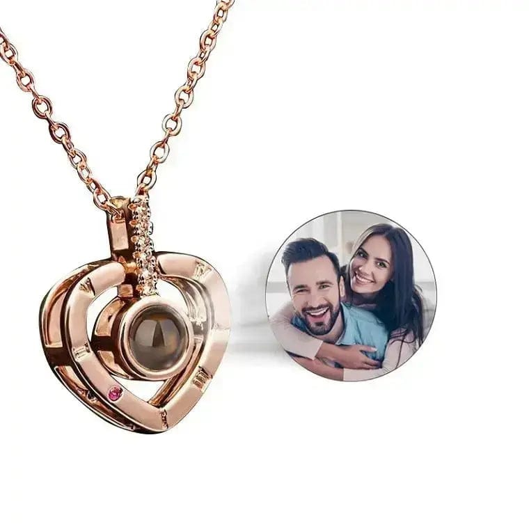 Personalised Birthday Gift - Projection Photo Necklace/Bracelet/Keychain Jewellery 201235007 Custom Items Necklace Heart Compass Rose Gold