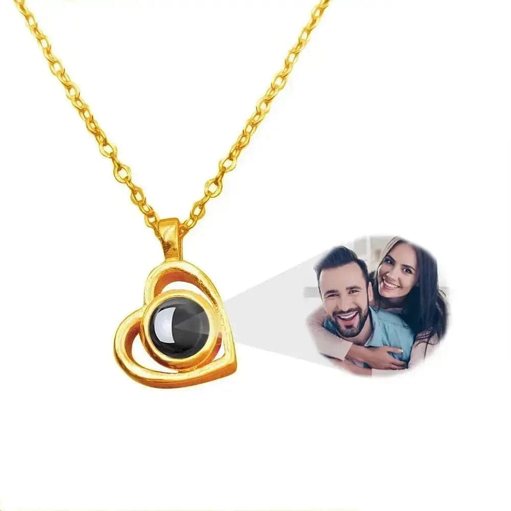 Personalised Birthday Gift - Projection Photo Necklace/Bracelet/Keychain Jewellery 201235007 Custom Items Necklace Heart Gold