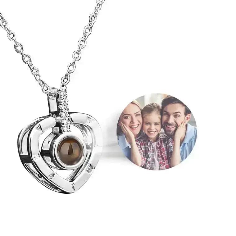 Personalised Birthday Gift - Projection Photo Necklace/Bracelet/Keychain Jewellery 201235007 Custom Items Necklace Heart Compass Silver