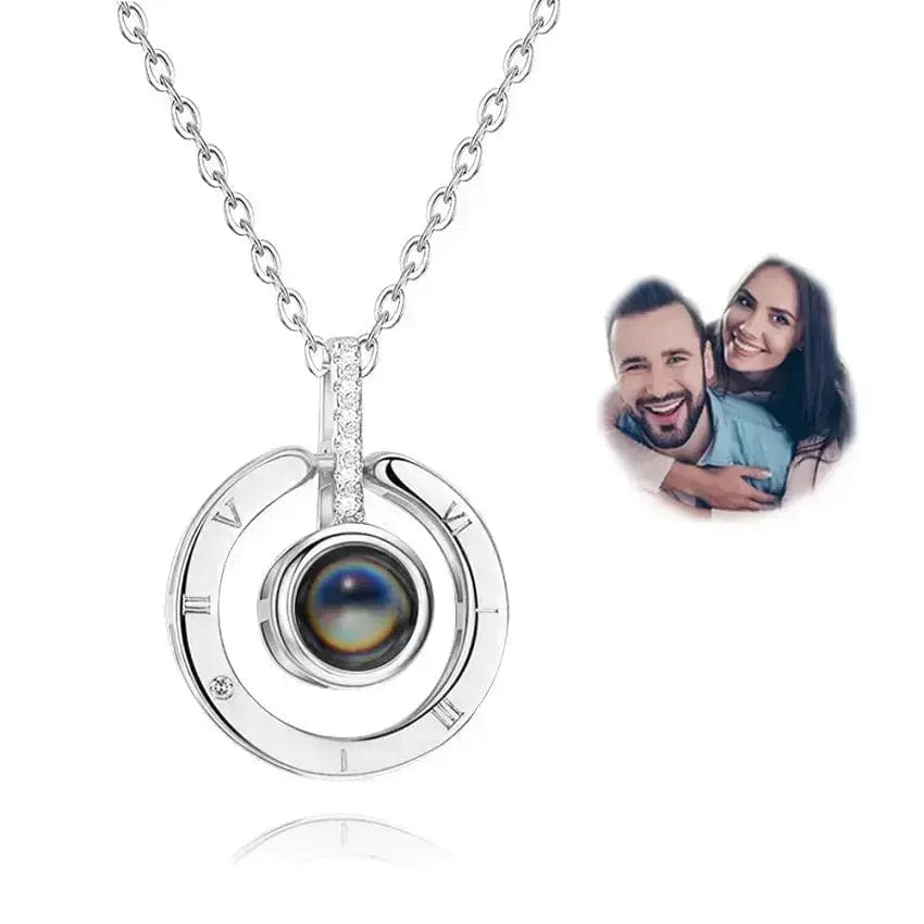Personalised Birthday Gift - Projection Photo Necklace/Bracelet/Keychain Jewellery 201235007 Custom Items Necklace Circle Compass Silver