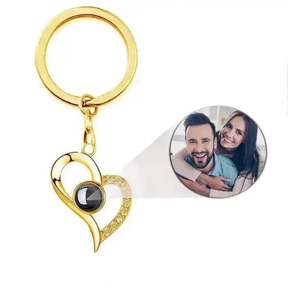 Personalised Birthday Gift - Projection Photo Necklace/Bracelet/Keychain Jewellery 201235007 Custom Items Keychain Heart Drop Gold