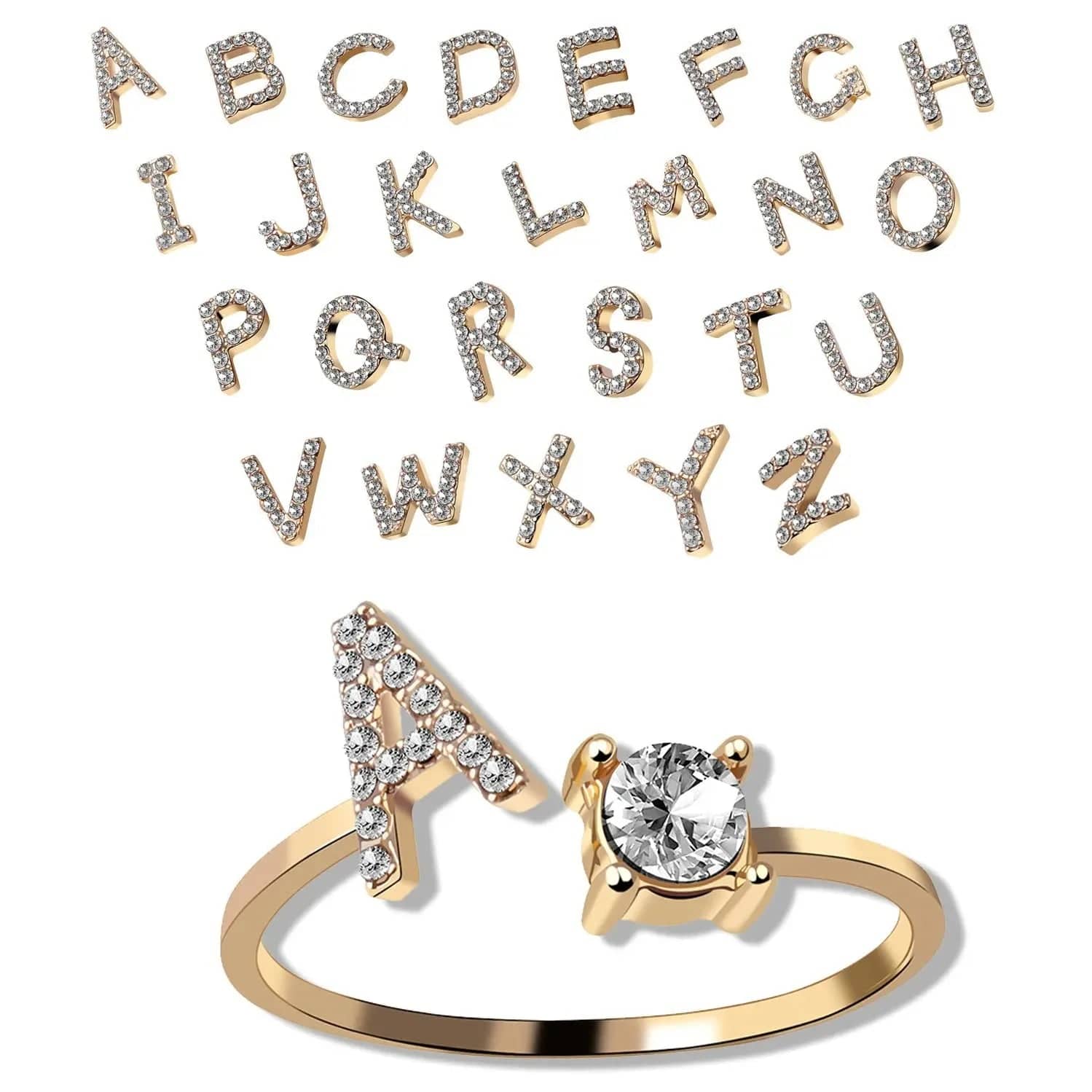 Adjustable Initial Ring - Letters A-Z - Hidden Forever