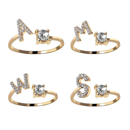 Adjustable Initial Ring - Letters A-Z - Hidden Forever