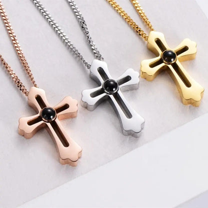 Custom Cross Pendant Hidden Photo Necklace - Hidden Forever