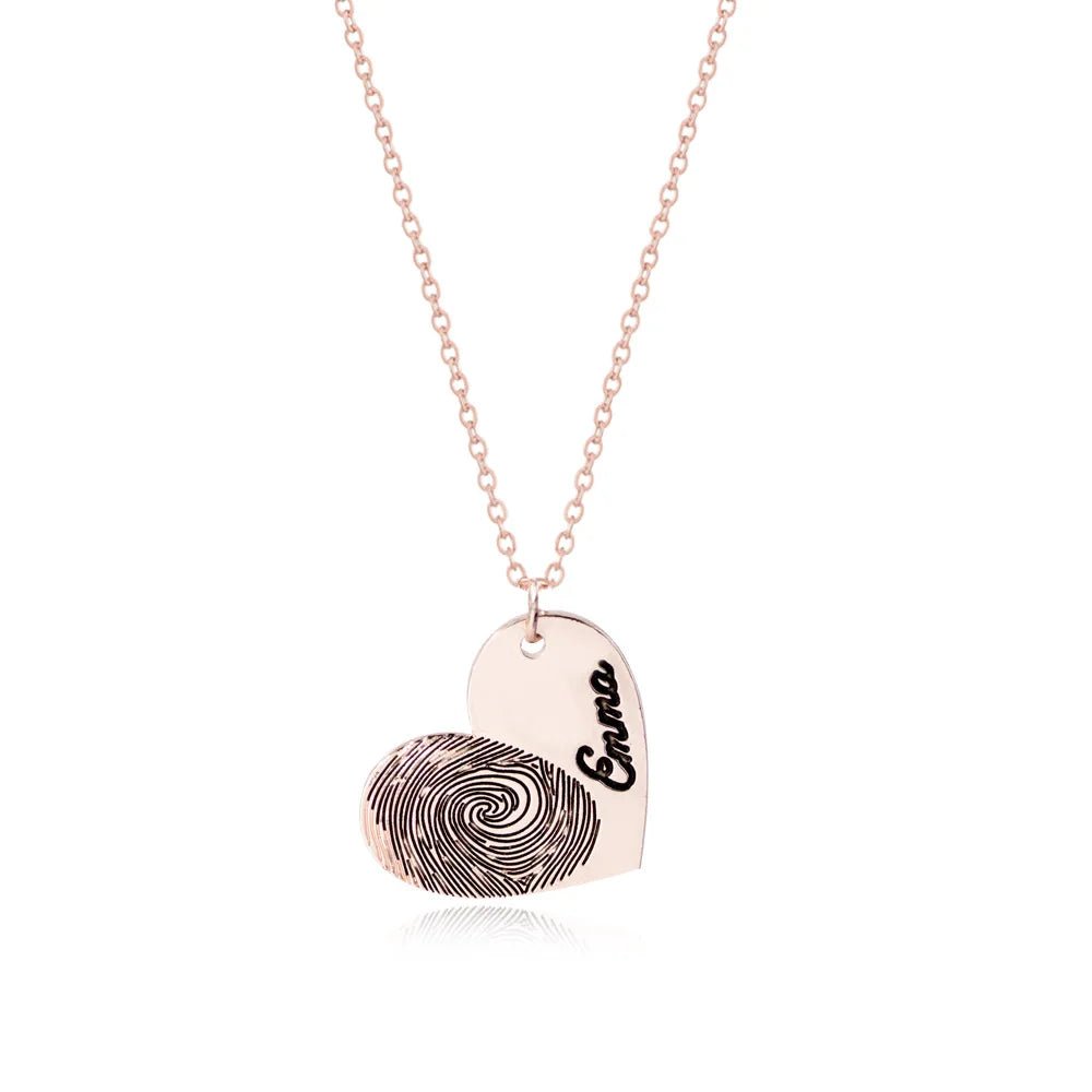 Custom Fingerprint Necklace with Engraved Name - Hidden Forever