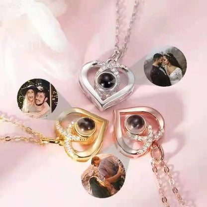 Custom Heart Cubic Zirconia Hidden Photo Necklace - Hidden Forever