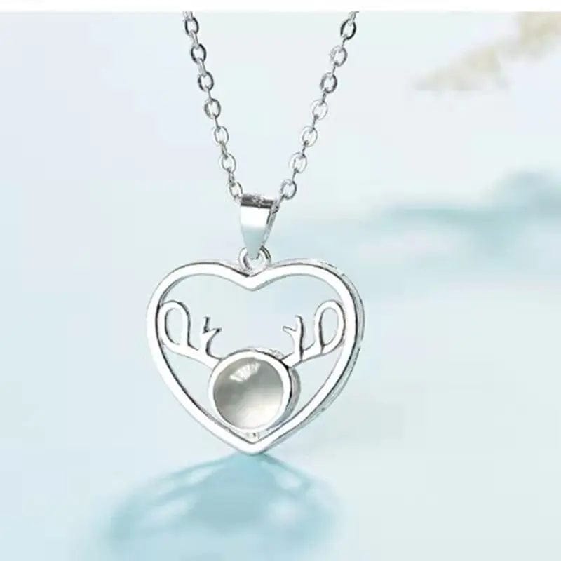 Custom Heart Deer Zircon Gem Hidden Photo Necklace - Hidden Forever