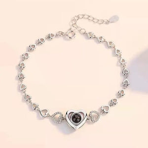 Custom Heart Zircon Hidden Photo Bracelet - Hidden Forever