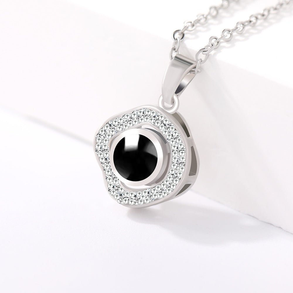 Custom Hidden Photo Projection Black Onyx Necklace - Hidden Forever
