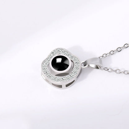 Custom Hidden Photo Projection Black Onyx Necklace - Hidden Forever