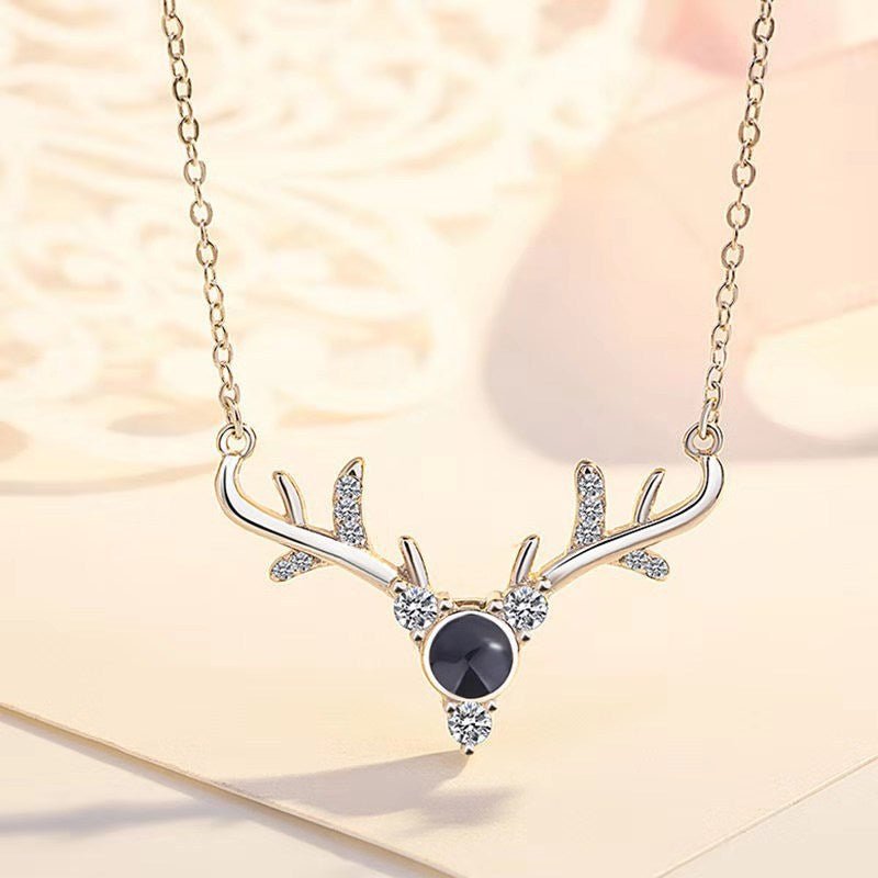 Custom Hidden Photo Projection Deer Antlers Necklace - Hidden Forever