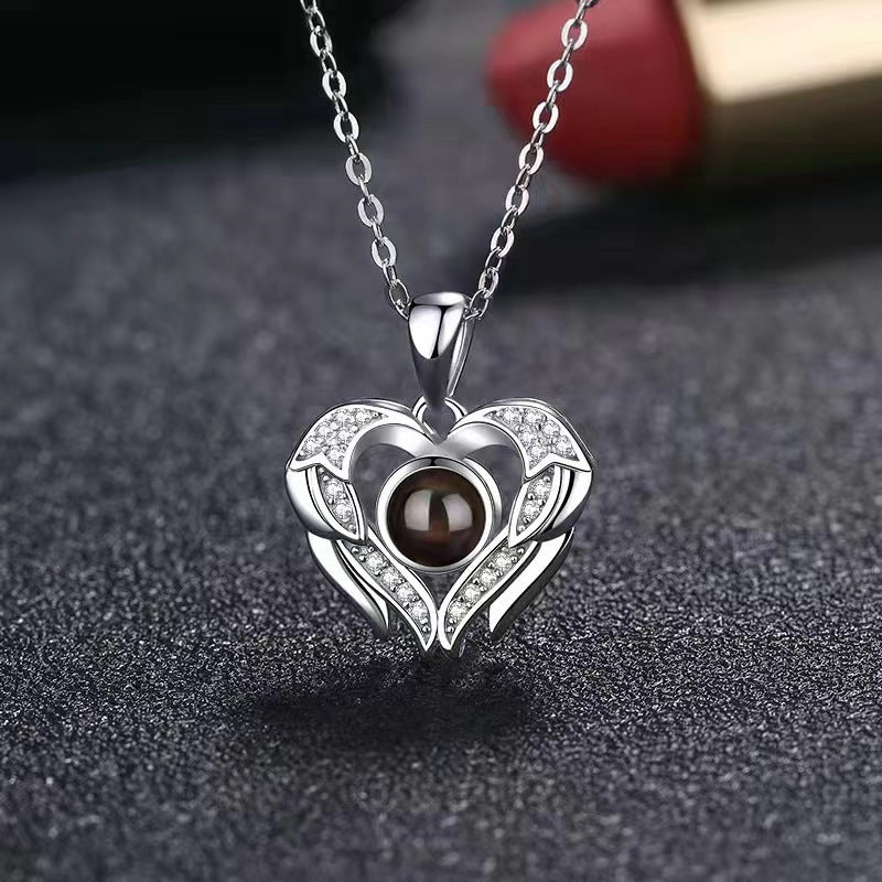 Custom Hidden Photo Projection Royal Heart Necklace - Hidden Forever