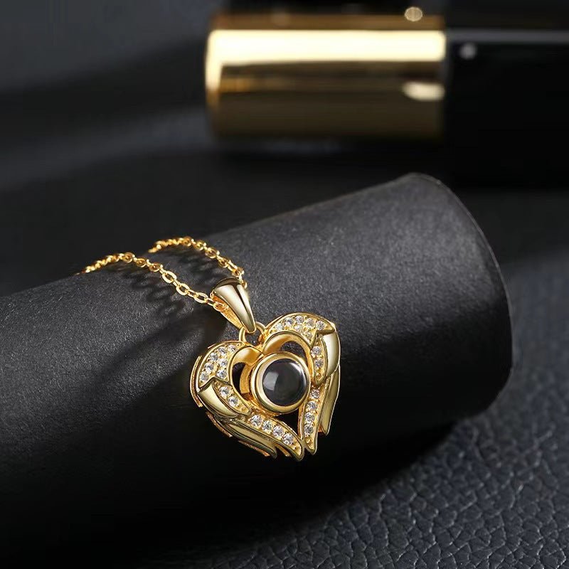 Custom Hidden Photo Projection Royal Heart Necklace - Hidden Forever