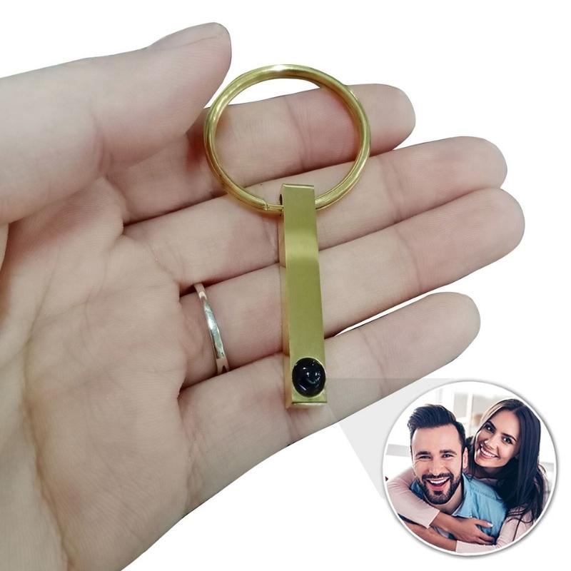 Custom Photo Projection Bar Key Ring - Hidden Forever