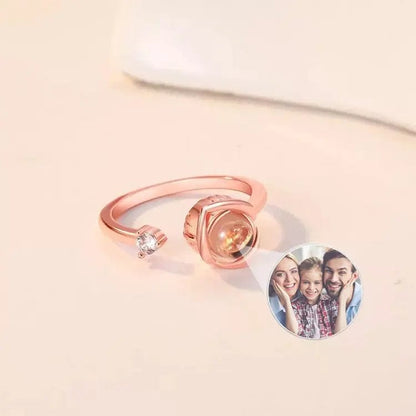 Custom Photo Projection Elegant Rose Ring | Upload Your Picture - Hidden Forever