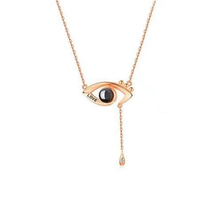 Custom Photo Projection Evil Eye Pendant Necklace - Hidden Forever