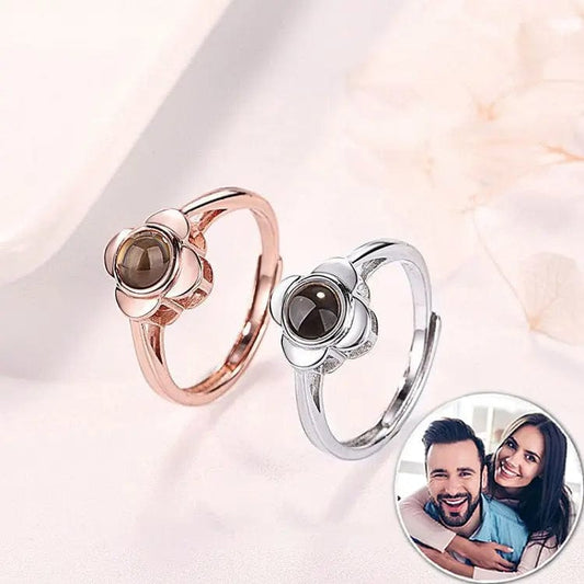 Custom Photo Projection Four Petals Flower Ring - Hidden Forever