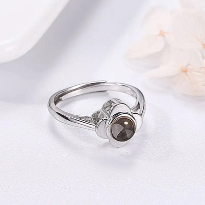 Custom Photo Projection Four Petals Flower Ring - Hidden Forever