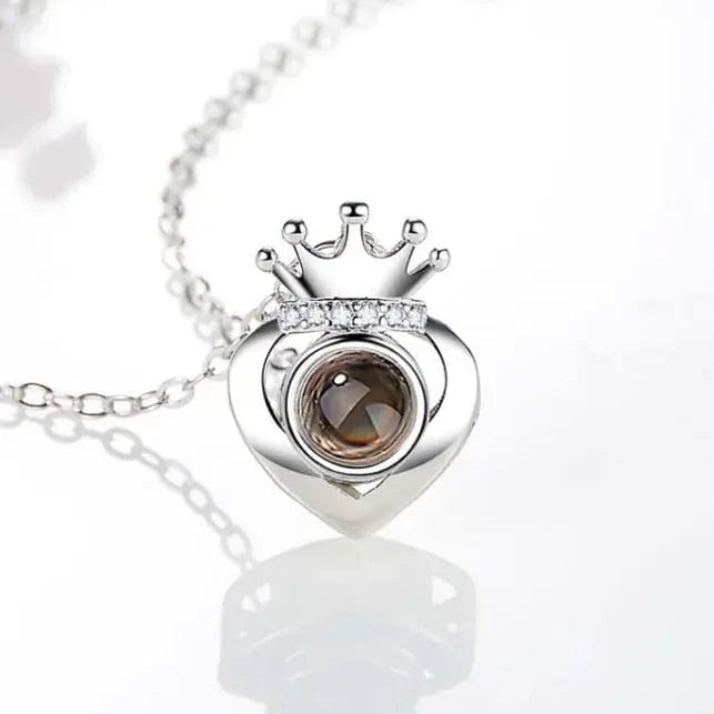 Custom Photo Projection Heart Crown Necklace - Hidden Forever