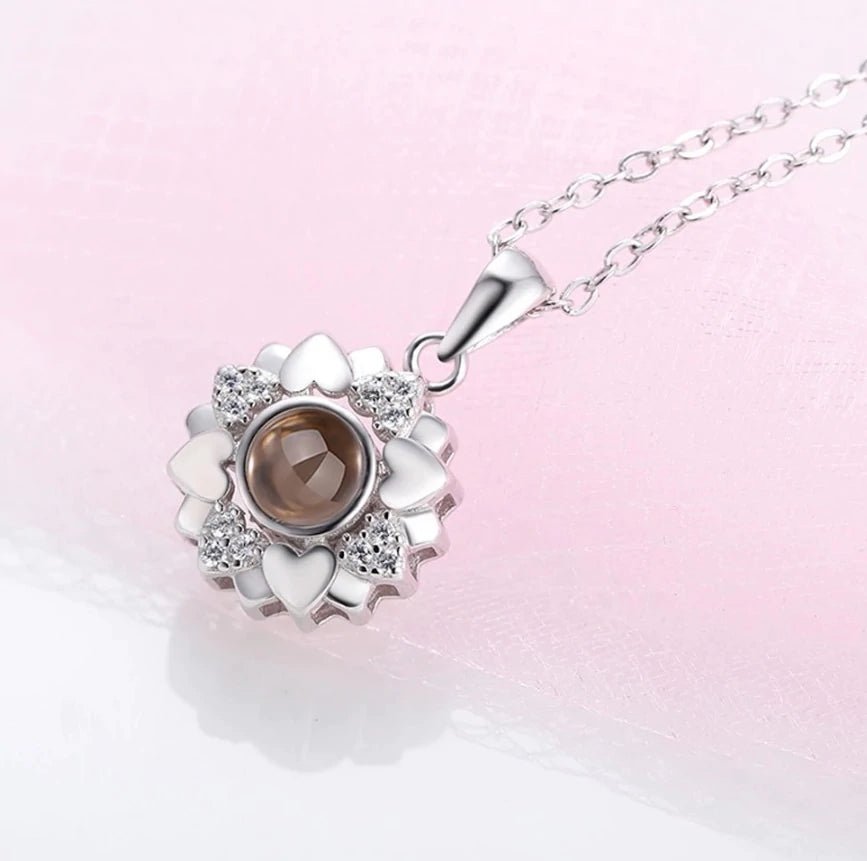 Custom Photo Projection Heart Flower Necklace - Hidden Forever