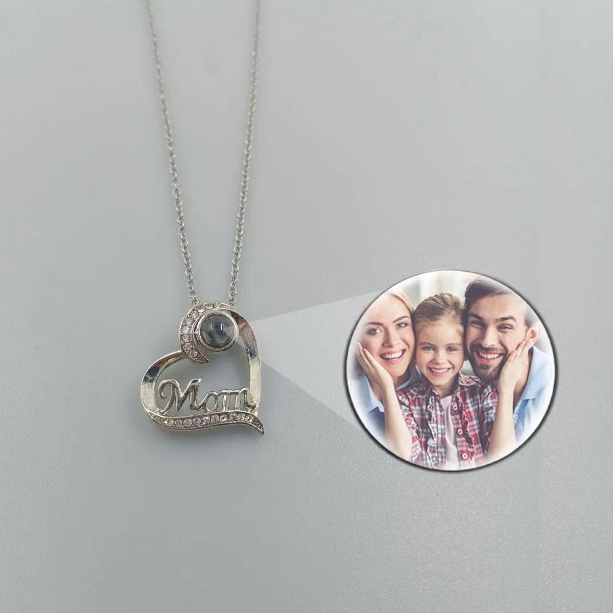 Custom Photo Projection Heart Mom Pendant Necklace - Hidden Forever