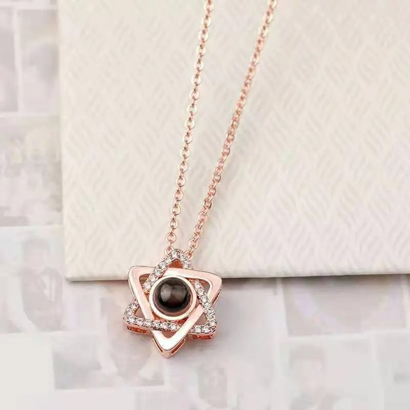Custom Photo Projection Hexagon Pendant Necklace - Hidden Forever