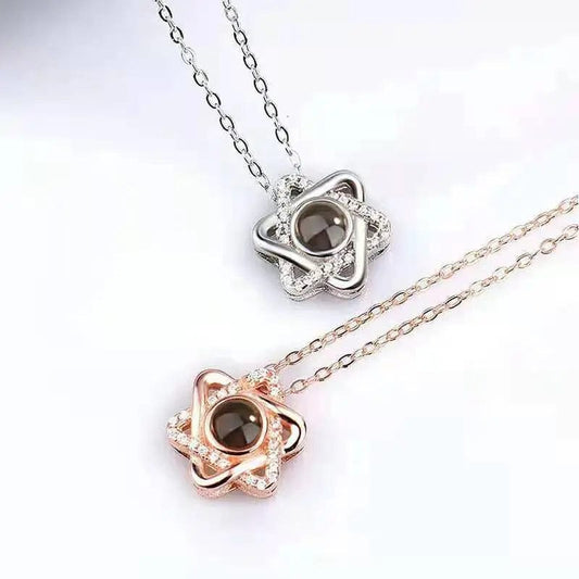 Custom Photo Projection Hexagon Pendant Necklace - Hidden Forever