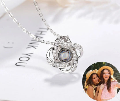 Custom Photo Projection Interlocked Pendant Necklace - Hidden Forever