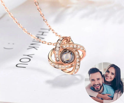 Custom Photo Projection Interlocked Pendant Necklace - Hidden Forever