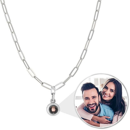 Custom Photo Projection Link Chain Zircon Gem Necklace - Hidden Forever