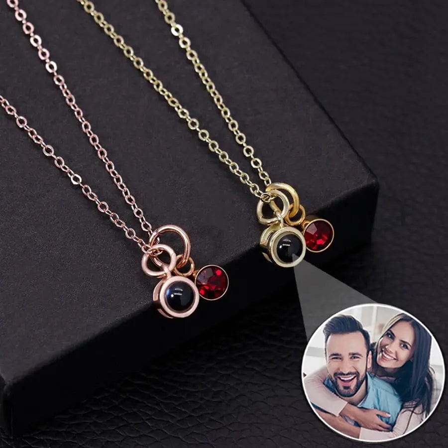 REMFACIO 2PCS Personalized Couples Projection Necklace with Picture Inside  Photo Necklace Gift for Women Men Birthday Valentine's Day | Amazon.com