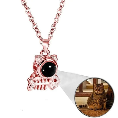 Custom Photo Projection Pet Fish-bone Shape Necklace - Hidden Forever