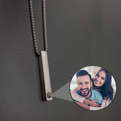 Custom Photo Projection Rectangular Bar Necklace - Hidden Forever