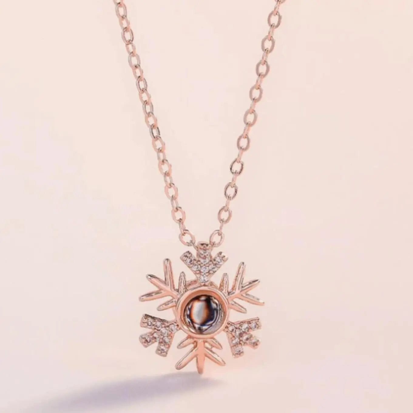 Custom Photo Projection Snowflake Necklace - Hidden Forever