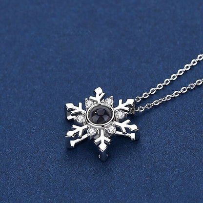 Custom Photo Projection Snowflake Pendant Necklace - Hidden Forever