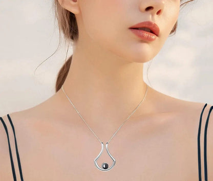 Custom Photo Projection U-Shaped Pendant Necklace - Hidden Forever